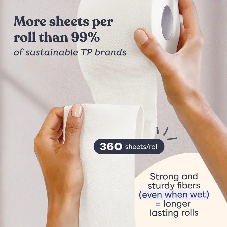 Bamboo Toilet Paper 3 Ply Sustainable Toilet Tissue 24 LongLasting Rolls amp 360 Sheets Per Roll Septic Safe Organic, Plastic am