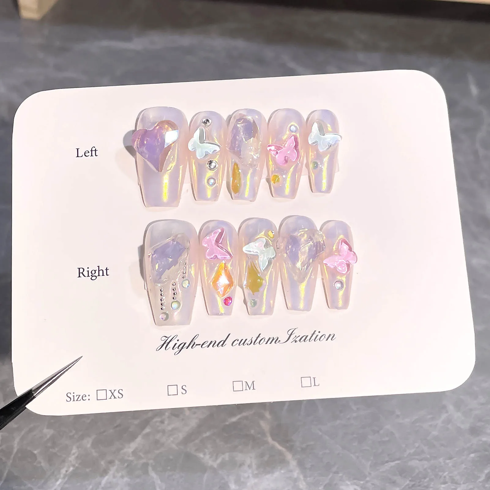 오로라 모조 다이아몬드 가짜 손톱, 손톱 DIY 장식용, 내구성 있고 분리되지 않는 편안함