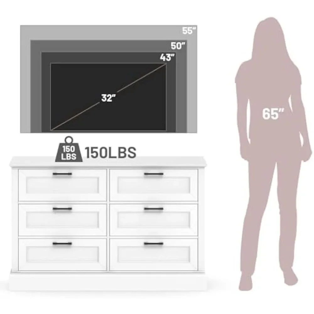 خزانة ملابس بيضاء لغرفة النوم ، 6 أدراج ، خزانة أدراج حديثة مع أدراج عميقة ، خزانة خشبية مزدوجة لتخزين الملابس