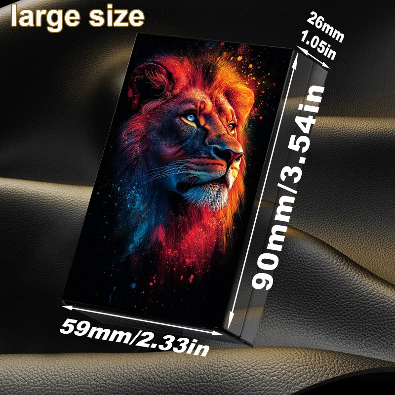 Metallic Cigarette Case with Majestic Lion Design, Ideal for Style - conscious Adults in Daily Life