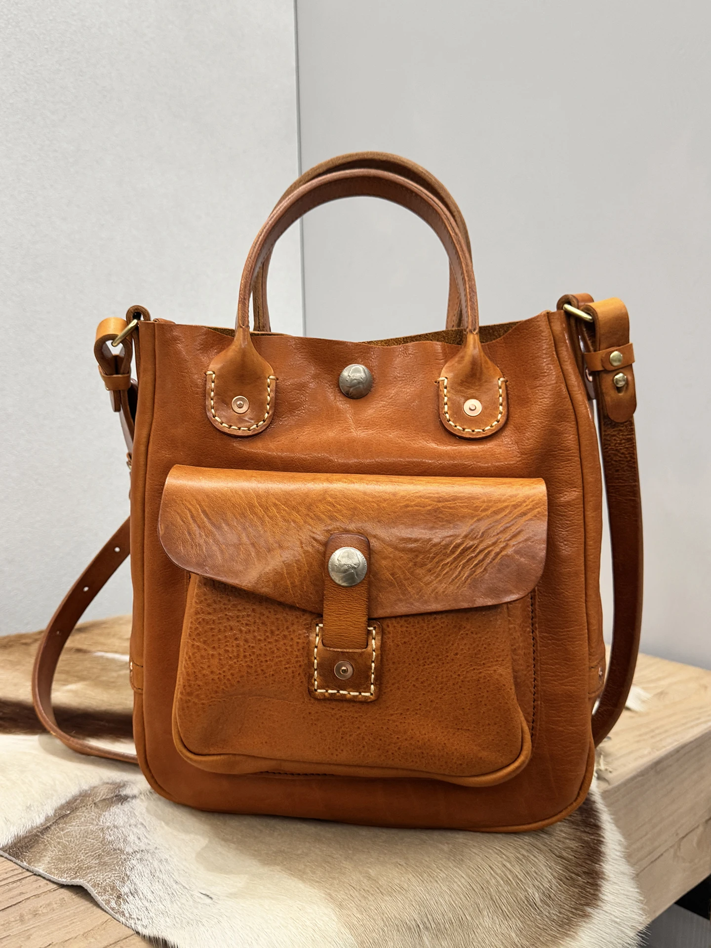 Luxury Genuine Leather Women Multifunctional Handbags Fashion Vintage Designer Handmade Cow Leather Shoulder Crossbody Bag
