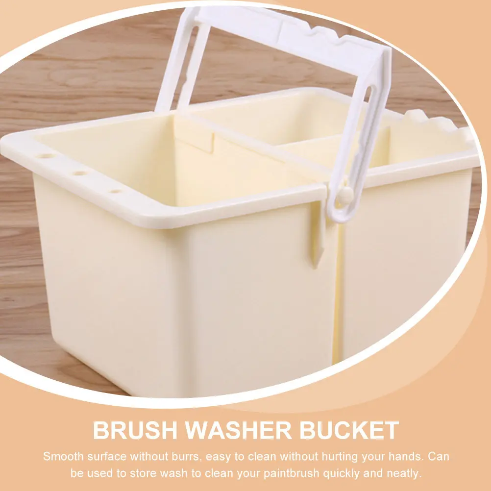 

2Pcs Paint Brush Washer Bucket Portable Detachable Cleaner Water Container Compact Multifunctional Washing Station for Artists