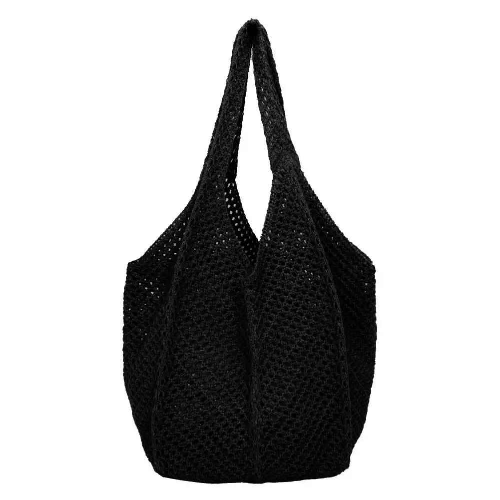 Damen-Häkeltasche, ausgehöhlte Tragetasche, große Kapazität, einfache Einkaufstasche, einfarbig, lässige Handtasche, Vintage-Urlaubstasche