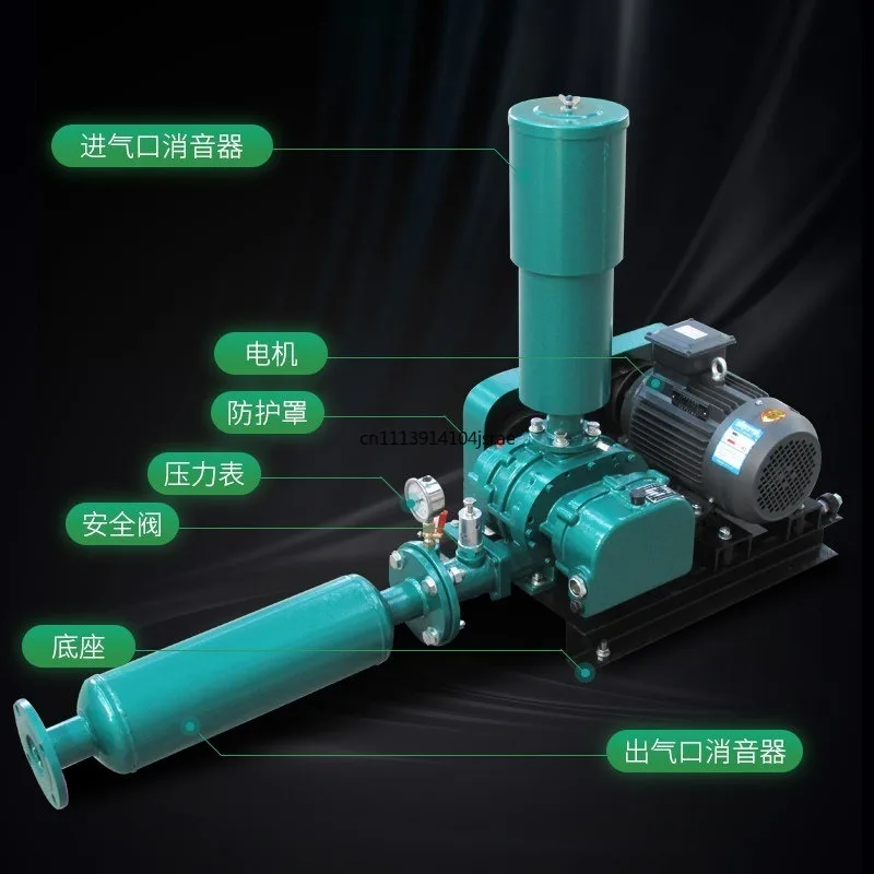 380V Three‑Lobe Roots Blower High Pressure Aerator Industrial Blower for Fish Pond Aquaculture Sewage Treatment