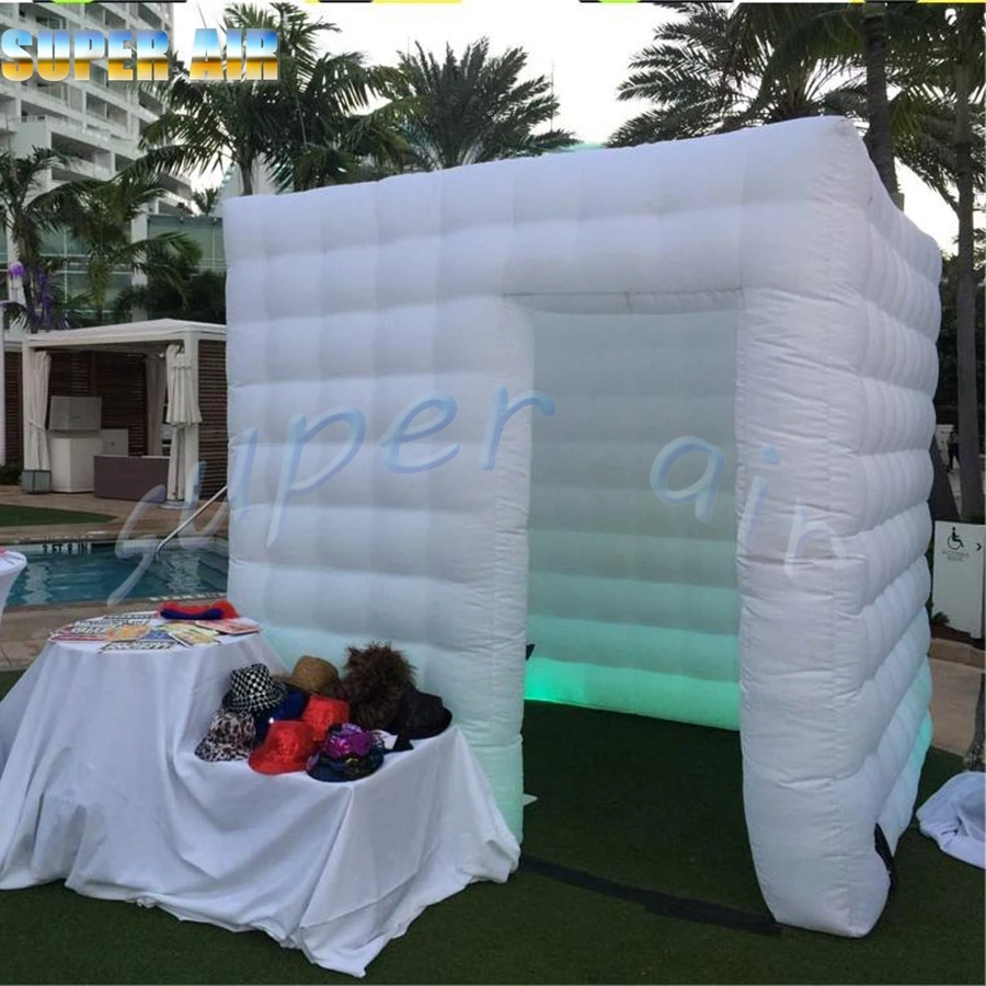 Square nice quality  inflatable photo booth with LED light  for trade show