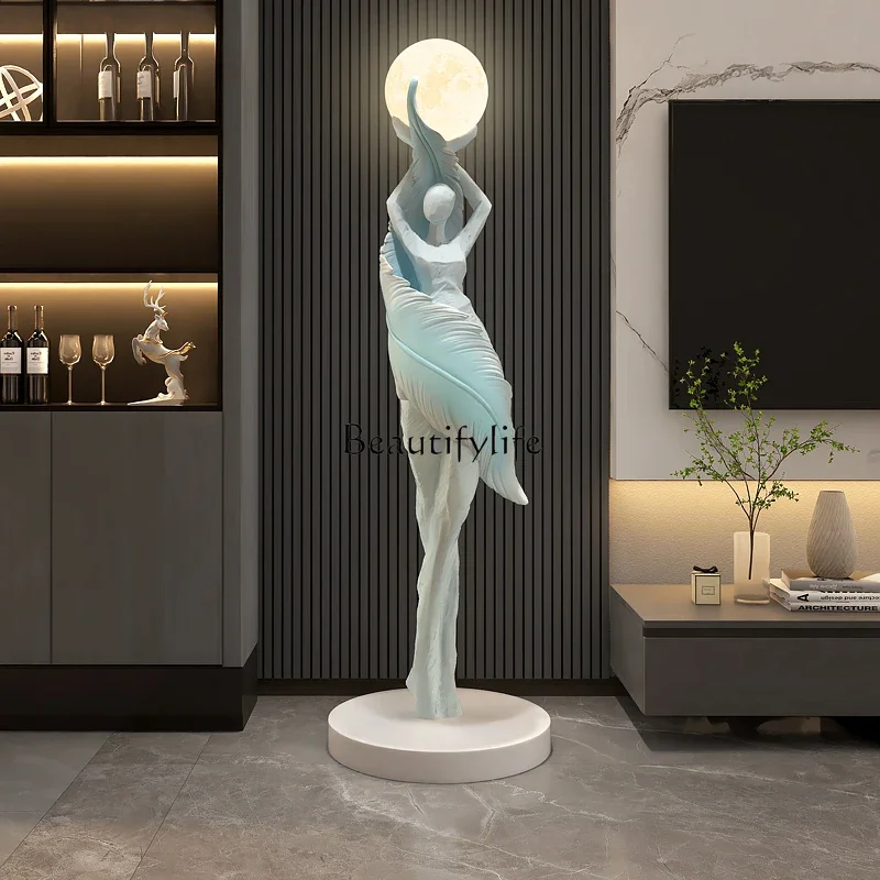 

Large floor-to-ceiling ornaments can emit light, abstract sculptures of artistic figures, living room entrance decorations