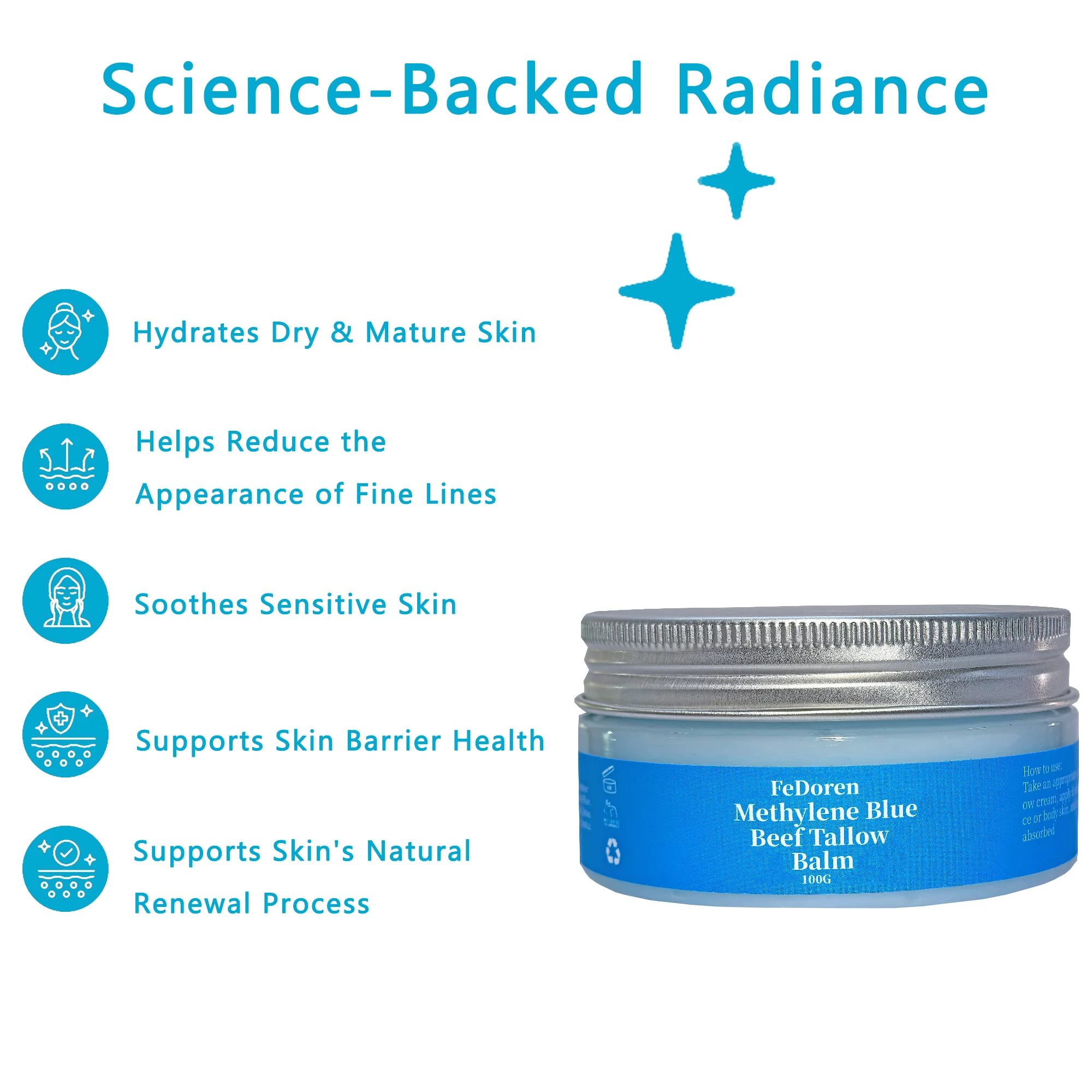 100g Methylene  Copper Peptide Beef Tallow Face Cream Moisturizer Repair Dry Rough Skin Increase Elasticity Hydration Balm