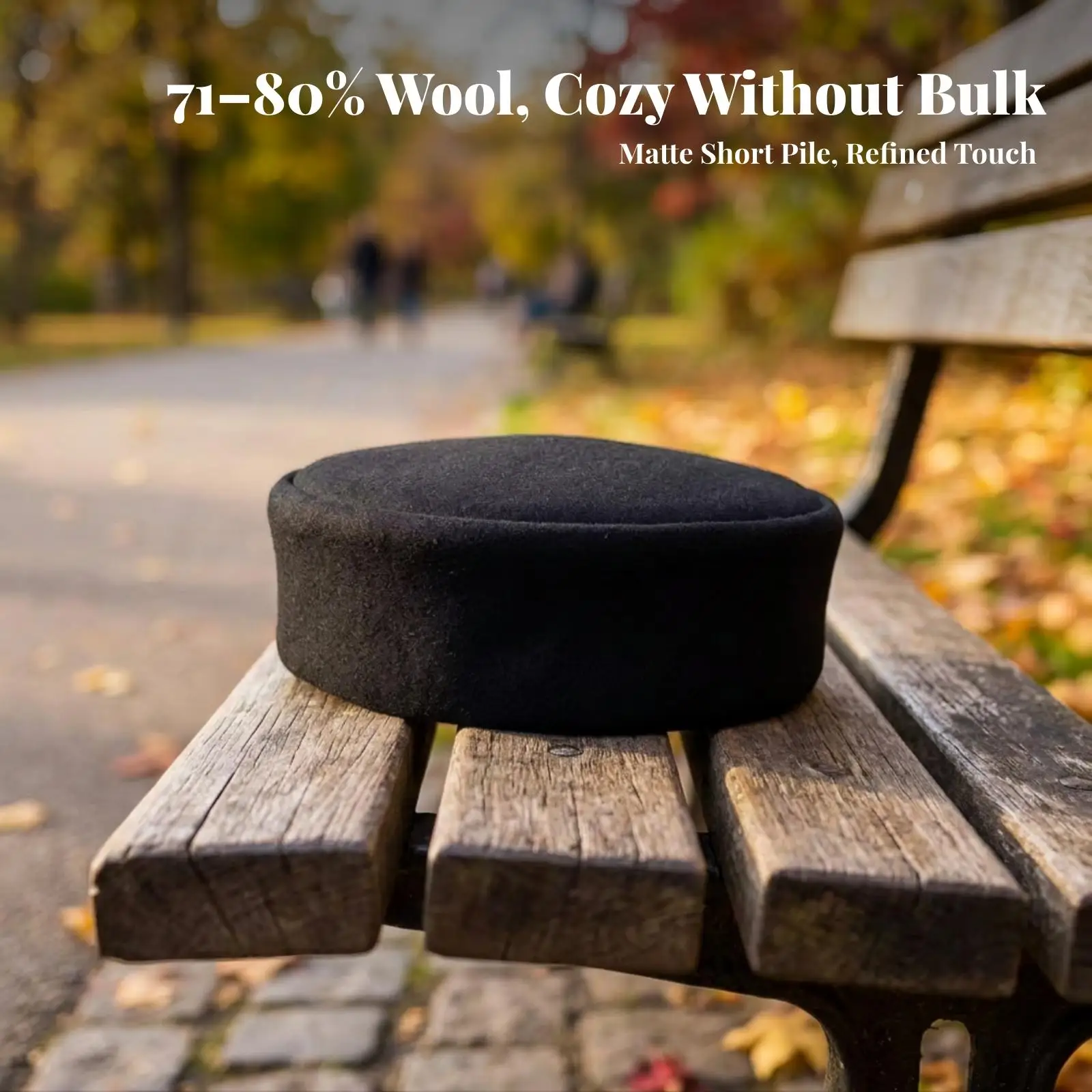 Vintage Pillbox Hat Low-Profile Flat Top Design, Plain Solid Finish, Wool Hat with Inner Clip, for Costume Styling
