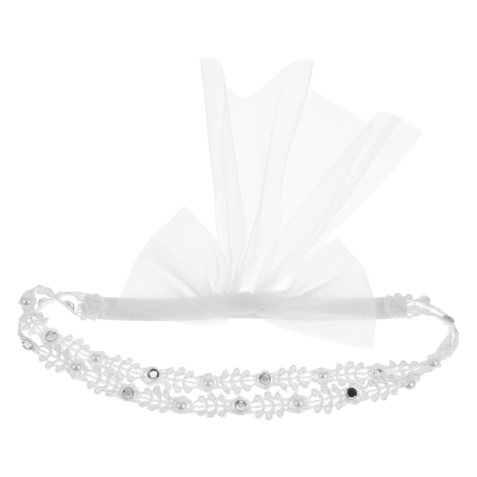 

White Lace Bowknot Hairband Kids Headband Soft Elastic Hair Accessories for Daily Wear Party Dancing Kids Hairband