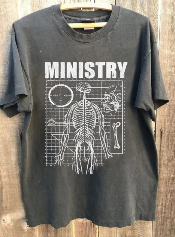 Ministry Nervous System Band Shirt Basic Style Charcoal Unisex T shirt  S-4XL 2026 Summer New Women's Vintage