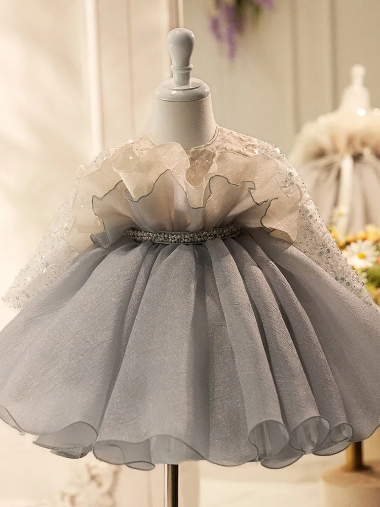 

Custom Sparkly Tulle Ruffled Flower Girl Dress Wedding Gown for First Christmas Kids Birthday Party Princess Outfit فساتين سهرا