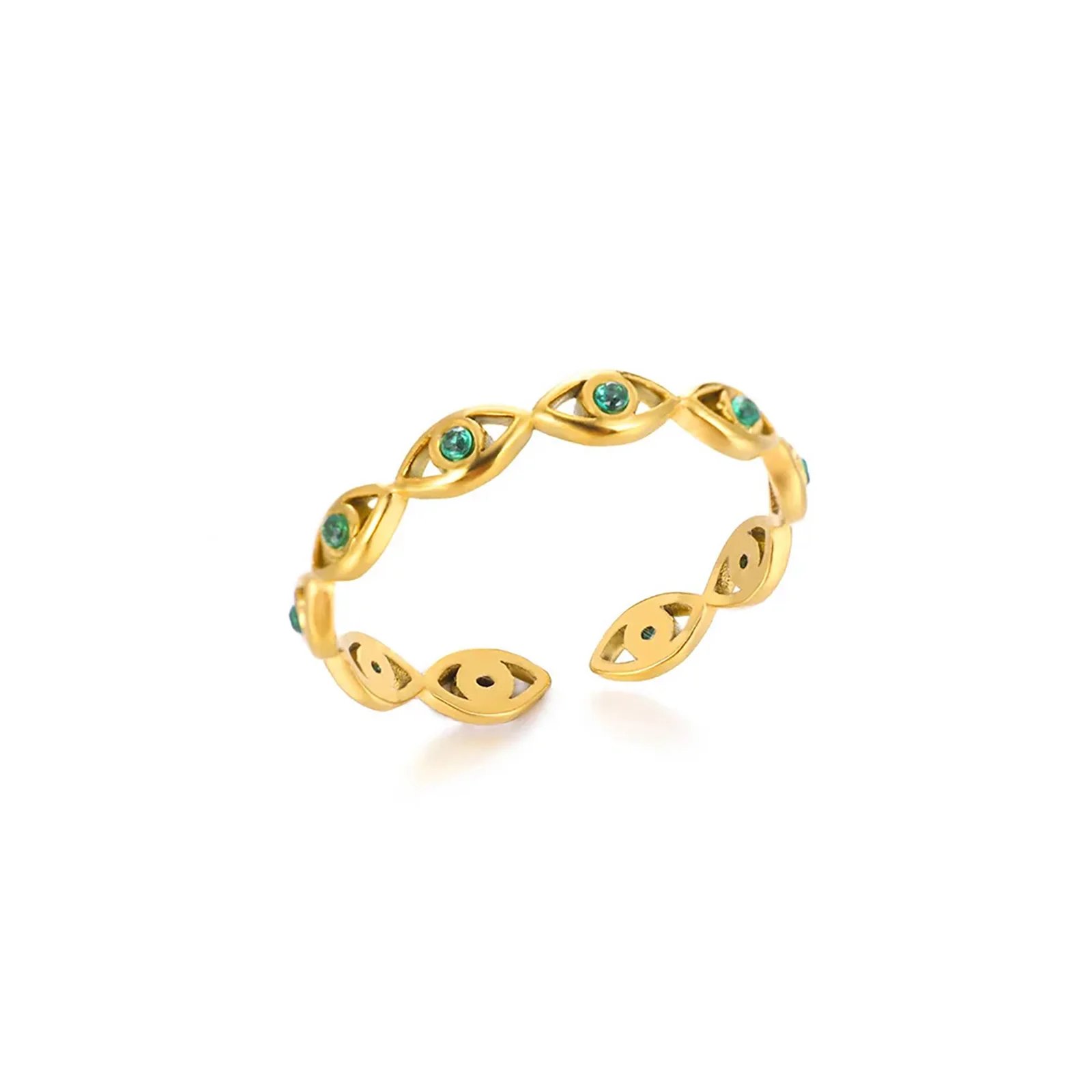 Luxus Zirkon Evil Eye Ringe für Frauen Hochzeit wasserdicht Edelstahl Schmuck Geschenk – Detail 1