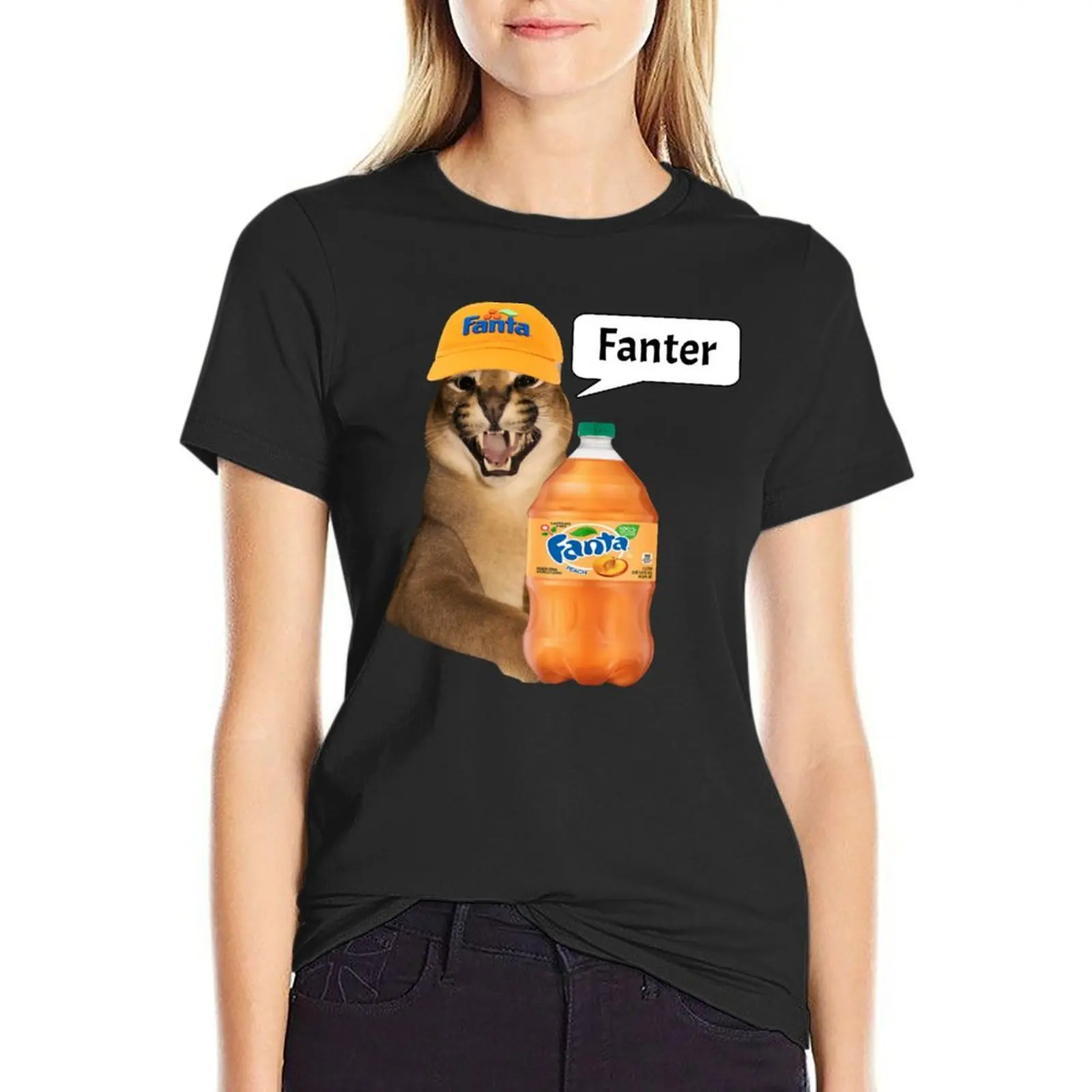 

Demotivational Big Floppa Cat Meme Fanter T-Shirt hippie clothes summer tops oversized Women tops