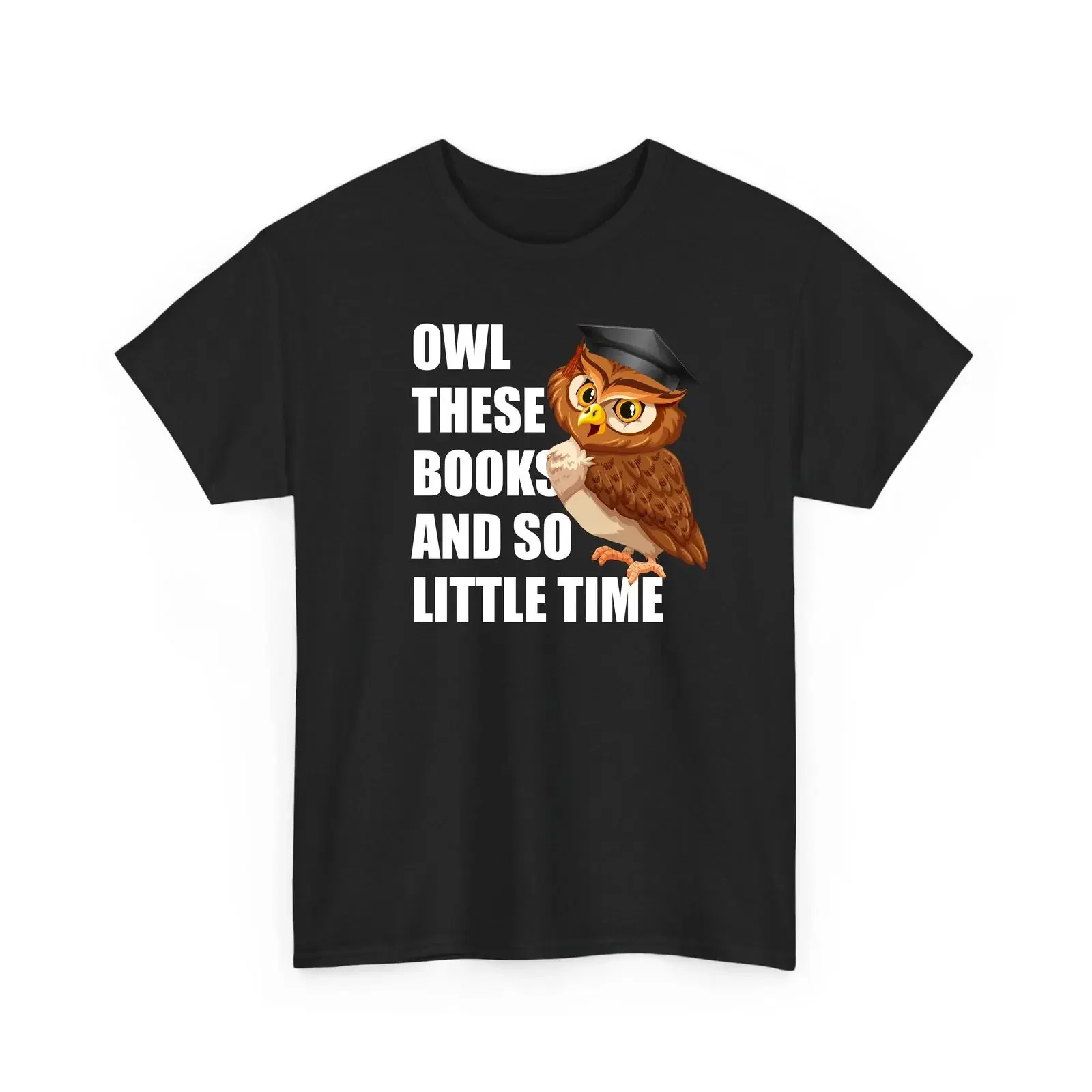 Owl these book T Shirt reading time night lover vintage Washed Casual graphic Unisex streetwear Stretched homme fashion