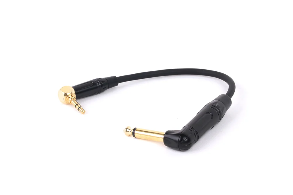 1pc Gold platte rechtwinklig 6,35 Mono-Buchse auf 3,5 Stereo-Buchse unausgeglichenes Lautsprecher verstärker kabel für Gitarren-Keyboard-Kabel – Detail 3