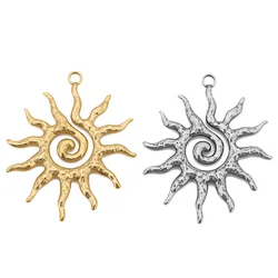 4pcs/lot Stainless Steel Gold Vintage Large Sun Flower Charms Pendant for DIY Earring Necklace Jewelry Making Accessorie Finding