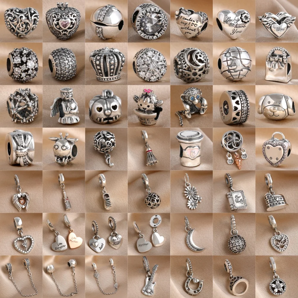 

2026 Лидер продаж, серебро 925 пробы, в форме сердца, сумка, чашка из бисера, луна, подвеска для гитары, оригинальный браслет, аксессуары «сделай сам», изысканные ювелирные изделия