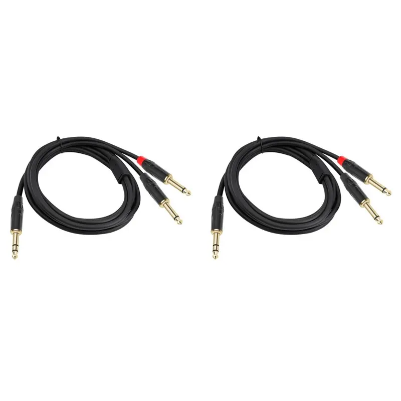

ABKQ-2Pcs 6.35Mm Stereo To 2 Mono 6.35 Male Mono Y-Splitter Insert Cable 1/4 Inch Male Jack To Dual 1/4Inch 6.5 Male A