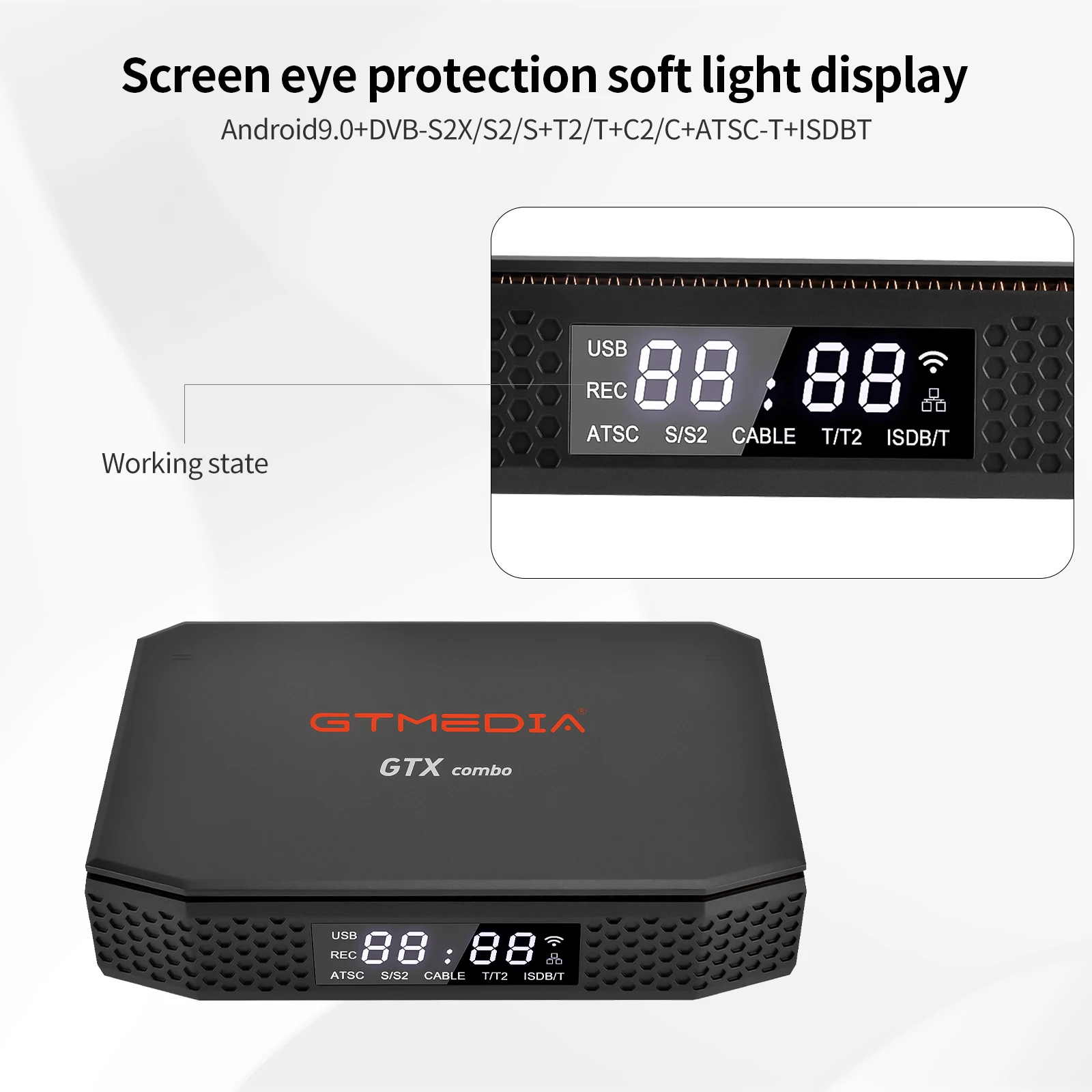 GTMEDIA GTX Combo TV Box Android 9+DVB-S2/T2/C2 2G+32G 4K/8K Decoder Support CA Card Slot&CI+1.4,SATA-HDD,BT4.1 Decoder