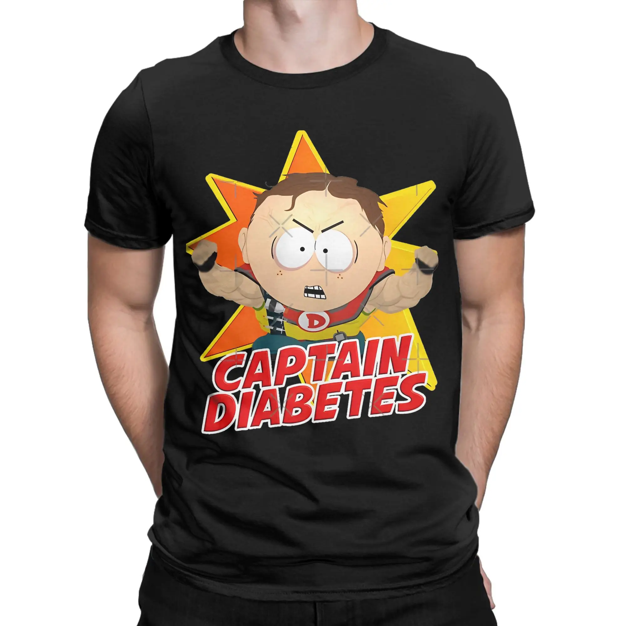 Men Women Souths Parks Captain Diabetes Scott Malkinson T Shirts  100% Cotton Clothes Funny Short Sleeve Crewneck Party T-Shirt