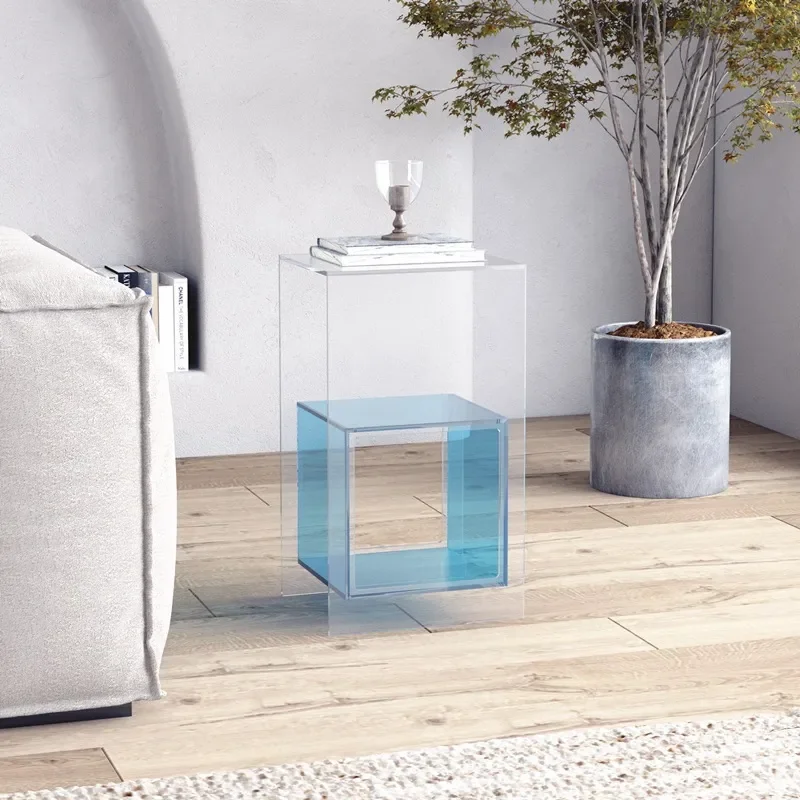 Factory direct sales Cross-border designer sofa side cabinet Double color acrylic coffee table Bedside storage edge home