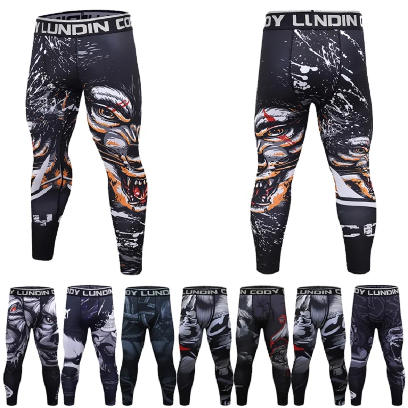 

Spandex Polyester UV Men's Pants Elastic Waist Football Pants Cody Lundin Men Quick Dry Compression Yoga Leggings Bjj Sportswear