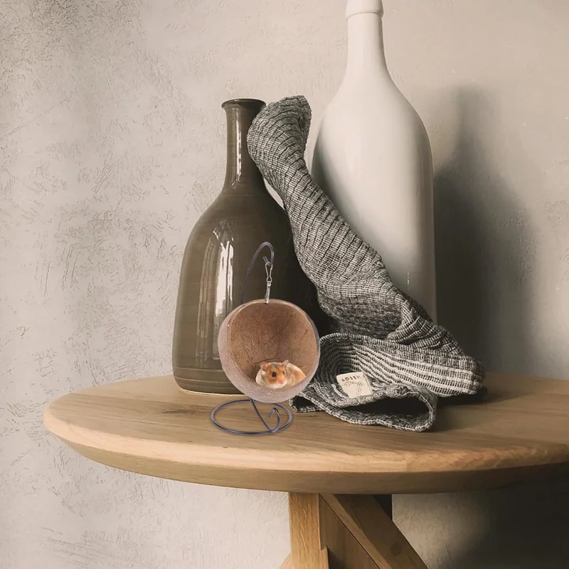 

Хомяк, гнездо «Золотой медведь», скорлупа кокоса, удобное спальное обитания для домашних животных, принадлежности для ландшафтного дизайна