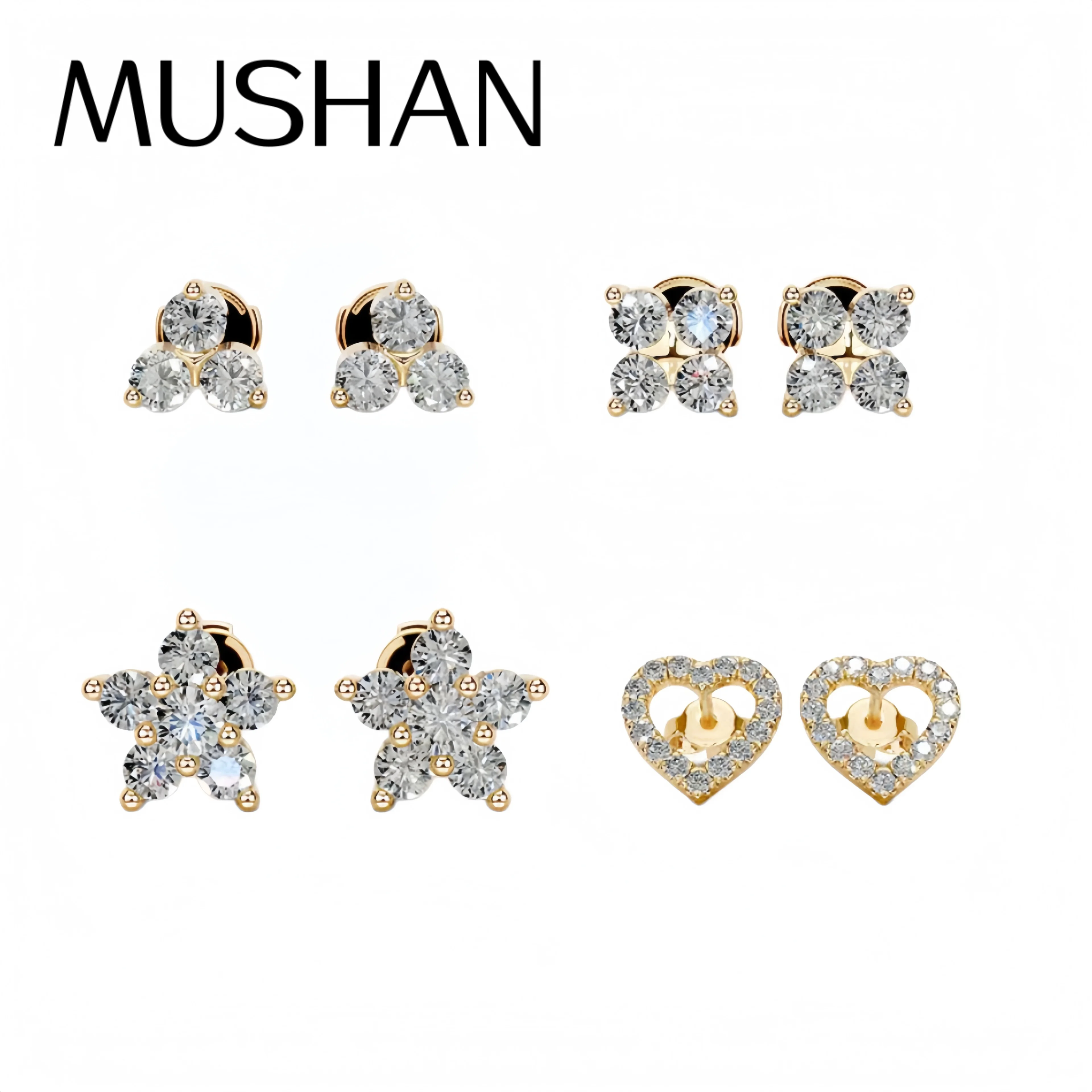 

MuShan Brand Jewelry 925 Sterling Silver Earrings Moissanite Diamond Drop Formal for Bride Rhodium Plated MST Patent Earring