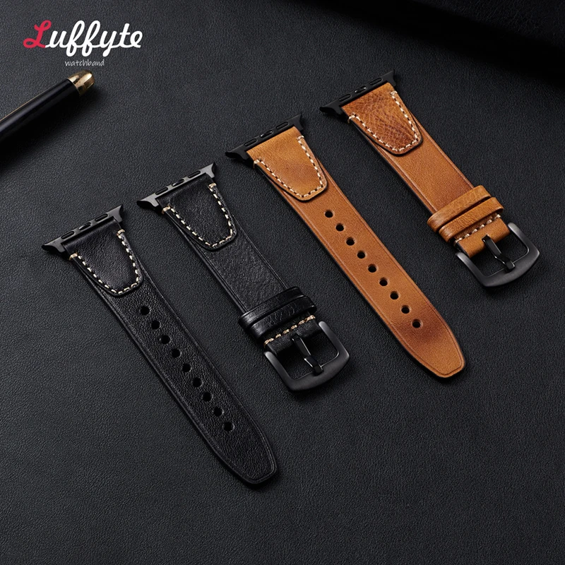 Genuine Leather Strap for Apple Watch Ultra 2 Band 49mm 9 8 7 45mm 41mm High Quality Strap for IWatch Series 6 SE 5 4 44mm 40mm