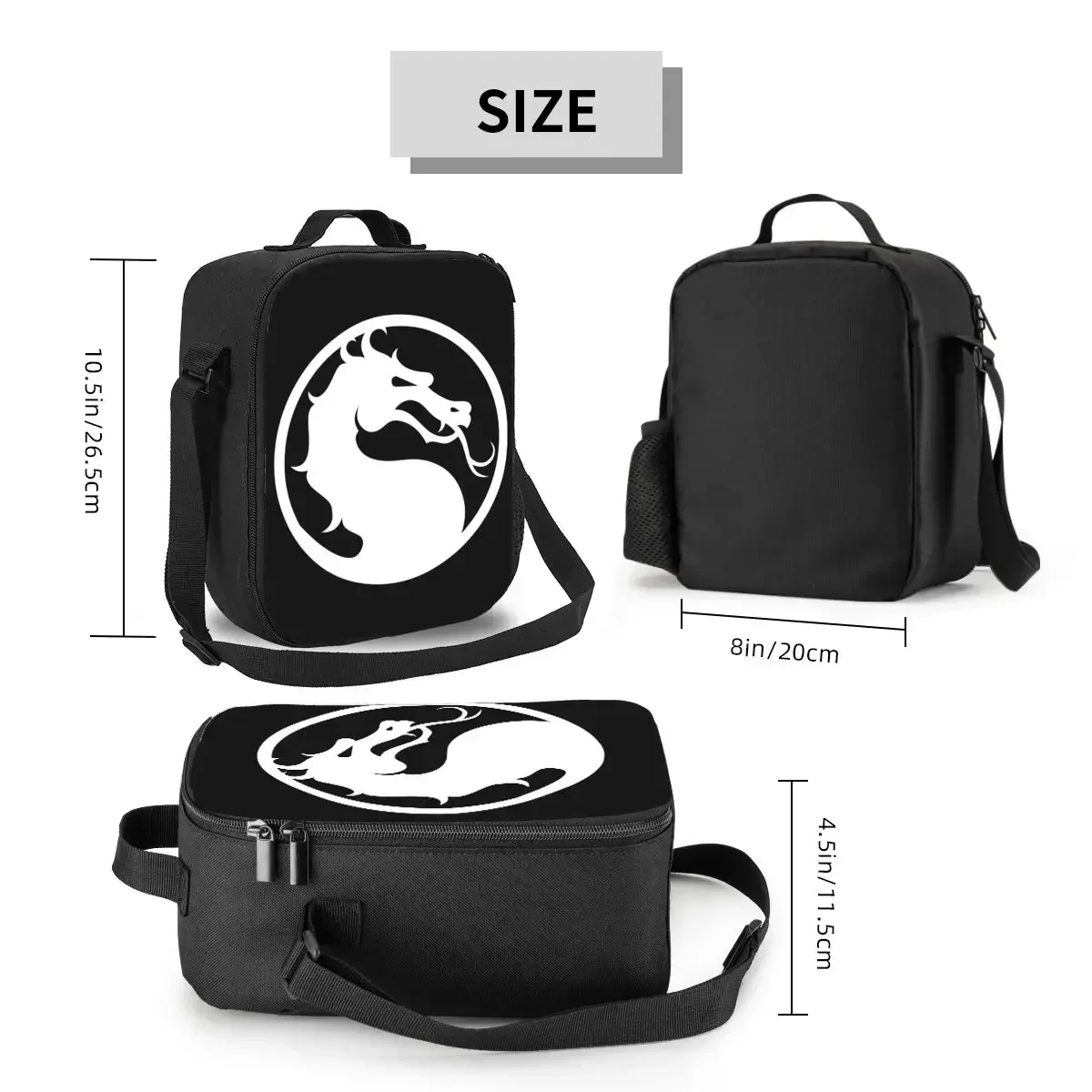 Mortal Kombat Logo Lunch Bag Isolado Térmico, Jogo de luta Sub Zero Scorpion, Recipiente portátil para escritório, caixa ao ar livre