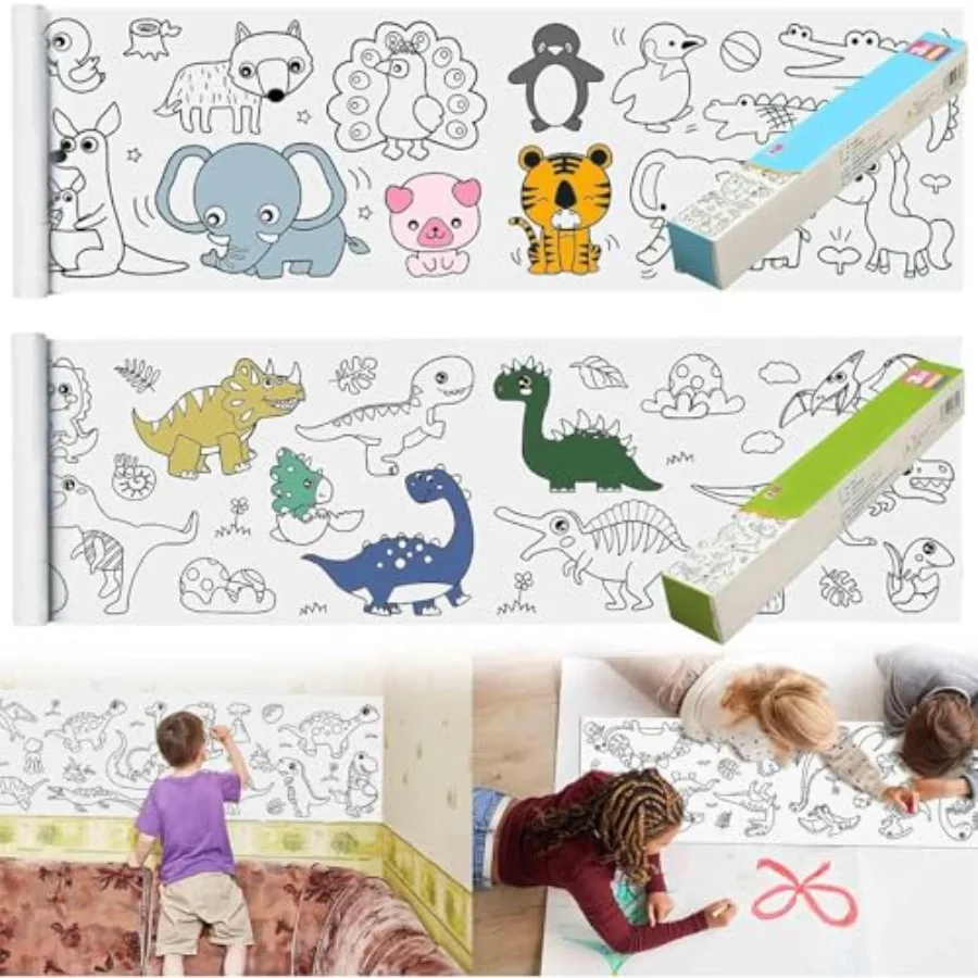 

2PCS 's Drawing Roll, Coloring Paper Roll for Gift, 120 * 11.8 Inch DIY Painting Drawing Paper Roll, Sticky Drawing Paper Roll,