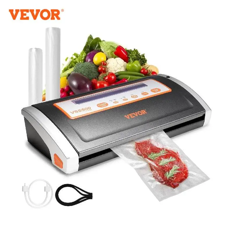 VEVOR Electric Vacuum Food Sealer Machine 130W Manual Air Sealing System W/ Built-in Cutter Home Packing Machine Food Saver