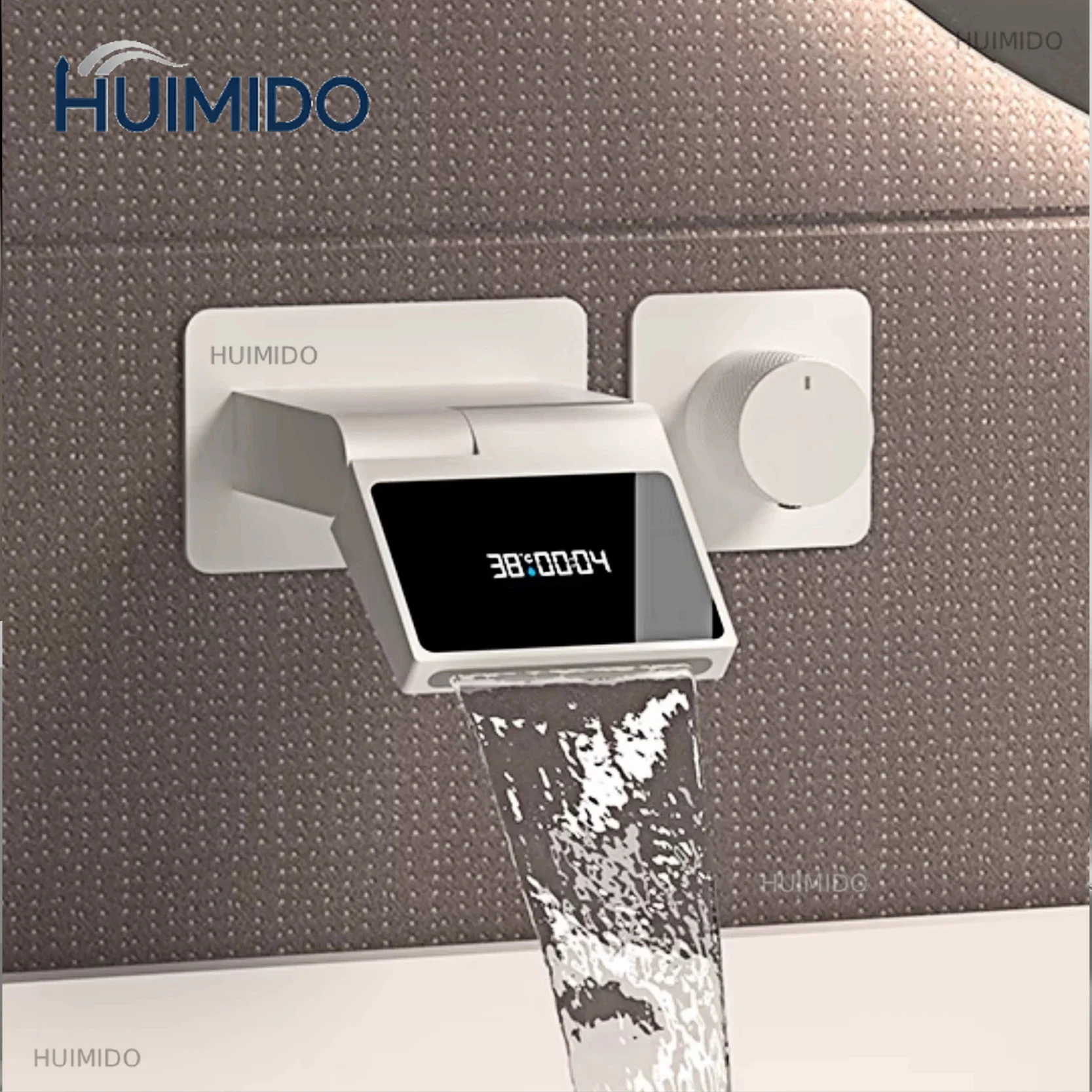 Black Brass Bathroom Faucet with LED Digital Display Design Hidden Single Handle Cold & Hot 2 Control Wash Basin Tap
