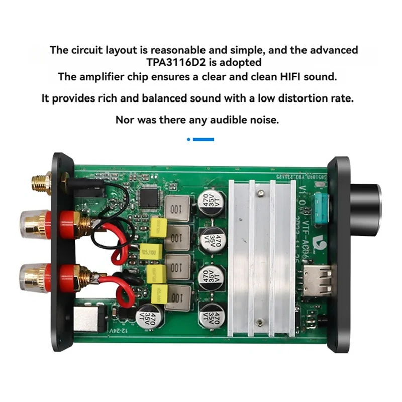 【Superdeals】200W Class D TPA3116 Stereo 2.0 Channel Bluetooth Digital Audio Amplifier HIFI Sound 24V5A Power US PLUG