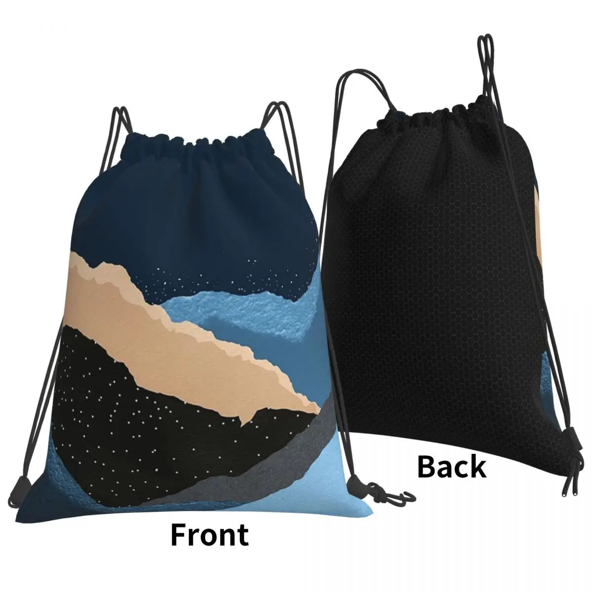 Turquoise Blue Aqua And Black Mountain Backpacks Fashion Drawstring Bundle Pocket Shoes Bag Book Bags for Travel School