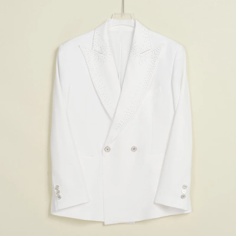 

2025 New Adult Hip Hop Dance Costumes Diamond White Coat Suit Jazz Performance Rave Clothes Stage Costumes Team Clothes DN20342