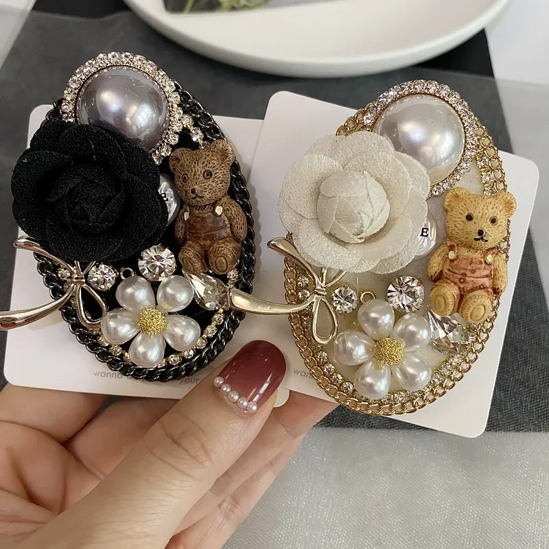 

Korean Vintage Pearl Crystal Brooch Fabric Flower Bow Corsage Lapel Pins for Women Scarf Buckle Backpacks Jewelry Accessories