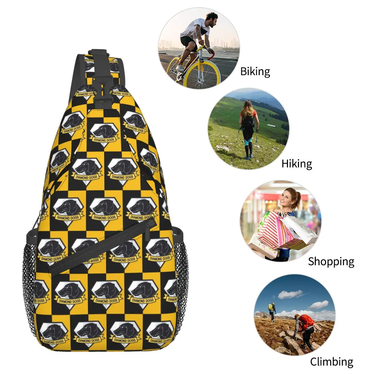 Metal Gear Solid Fox Hound Video Game Chest Bag Men Sling Crossbody Backpack Chest Bag Travel Hiking Daypack Shoulder Bag