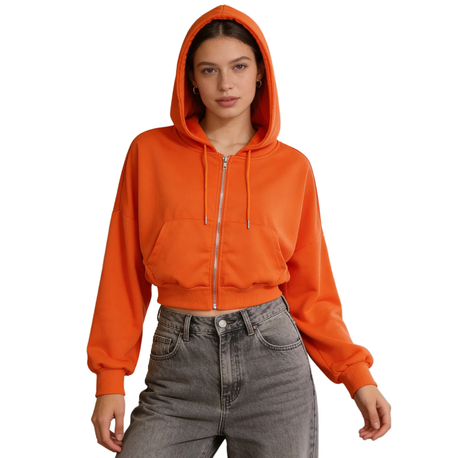 

Gym Tops Women Yoga Running Workout Sports Clothes Jacket Long Sleeve Drawstring Hooded Jacket Zipper Loose Sweatshirt Outerwear
