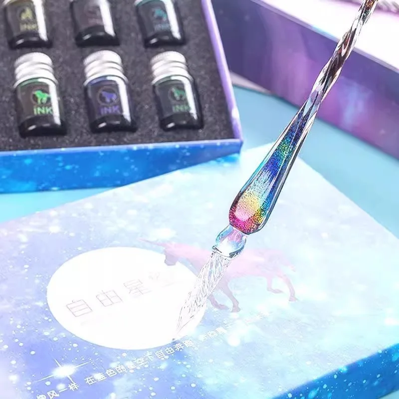

Handmade Glass Dip Pen Crystal Calligraphy Pen Signature Dipped Pen for Artist Women Men Teens,Writing Drawing Decoration Gifts