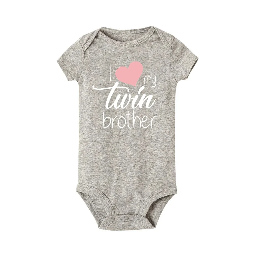 Twins Infant Bodysuit I Love My Twin Sister Brother Newborn Boys Girl Short Sleeve Jumpsuit Toddler Clothes Baby Gift Romper