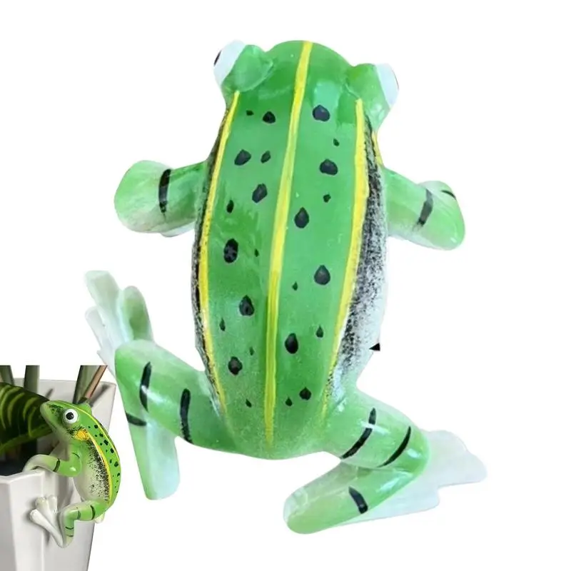 Plant Decorations For Pots Resin Planter Pot Hugger Frog Pot Hanger Cute Climbing Sculpture Creative Animal Garden Decor For