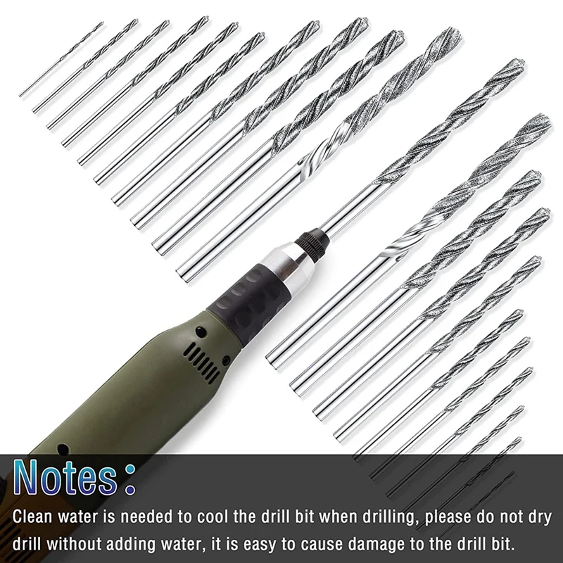 20 Pcs Diamond Drill Bits Set Twist Diamond Tip Drill Bit Heavy Duty Mini Diamond Drill Bit Set For Glass Tile Jewelry