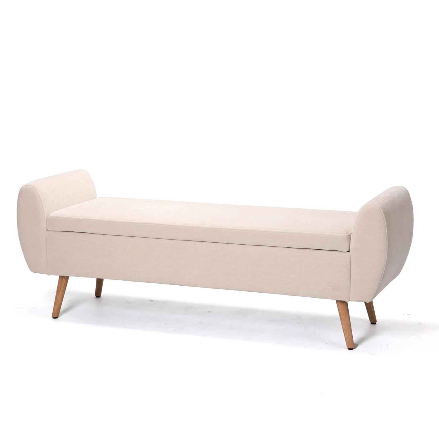 Modern Tufted Fabric Storage Bench Eco-Friendly Soft Rectangle Shape Long Multi-Functional Ottoman Hospital Bedroom