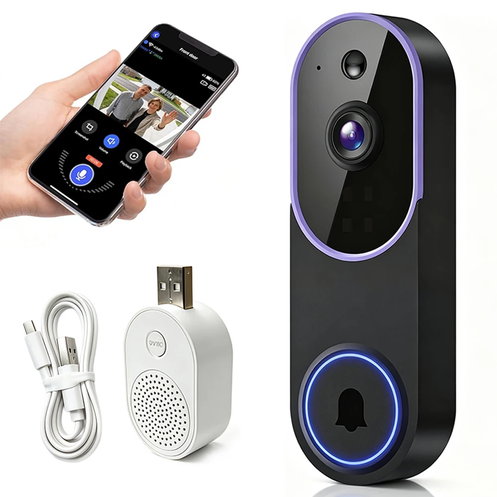 1080P Wireless Video Doorbell Cameras with AI Human Detection & Motion Detection Alerts,Two-Way Audio,Night Vision,Cloud Storage