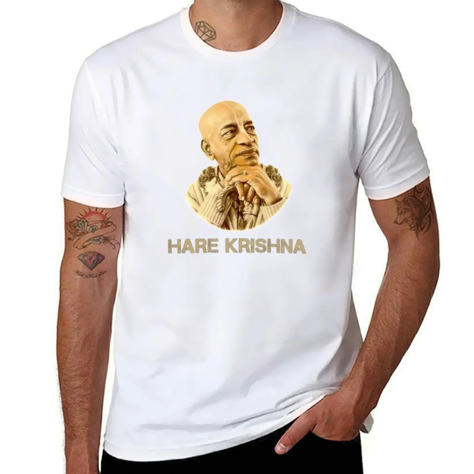 Beautiful image of Swami Srila prabhupada with Hare Krishna Maha mantra T-Shirt cotton t shirt man man t shirt cotton T-Shirt