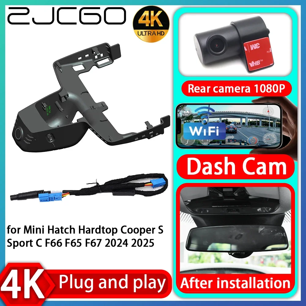 ZJCGO UHD 4K 2160P Plug and Play DVR Dash Cam Video  for Mini Hatch Hardtop Cooper S Sport C F66 F65 F67 2024 2025