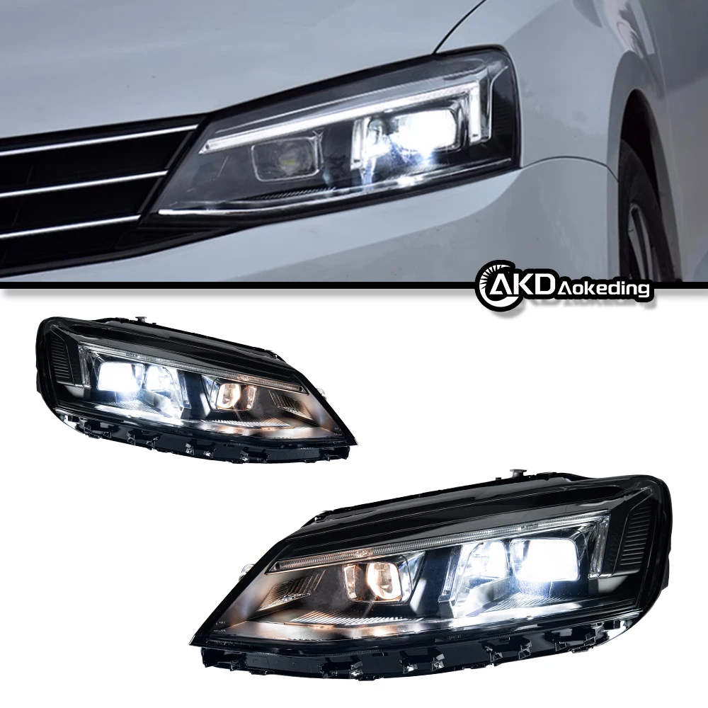 Auto Parts For VW Jetta Mk6 Headlights 2011-2018 R8 latest Styling LED Daytime Lights Dual Projector Car Accesorios Modified