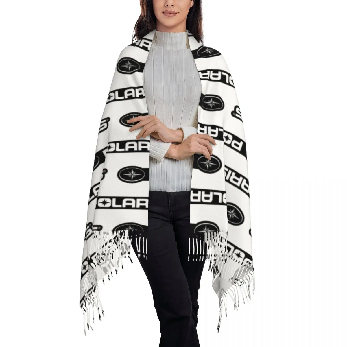 Polaris Logo Scarf Tassel Scarves for Women Soft Warm Shawls and Wraps Long Fall Winter Shawl Wrap