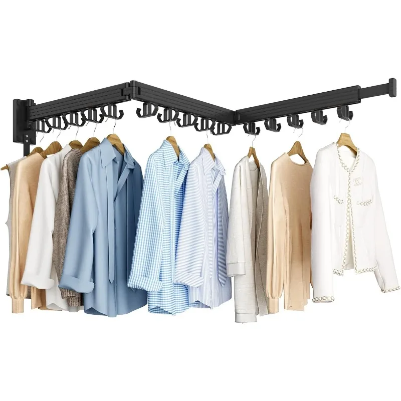 Wall Mount Clothes Drying Rack, Laundry Drying Rack Wall Mounted, Drying Rack Clothing Foldable, Upgrade 3-Fold Laundry